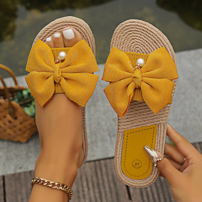 Pantuflas de verano informales, cómodas y ligeras con lazo