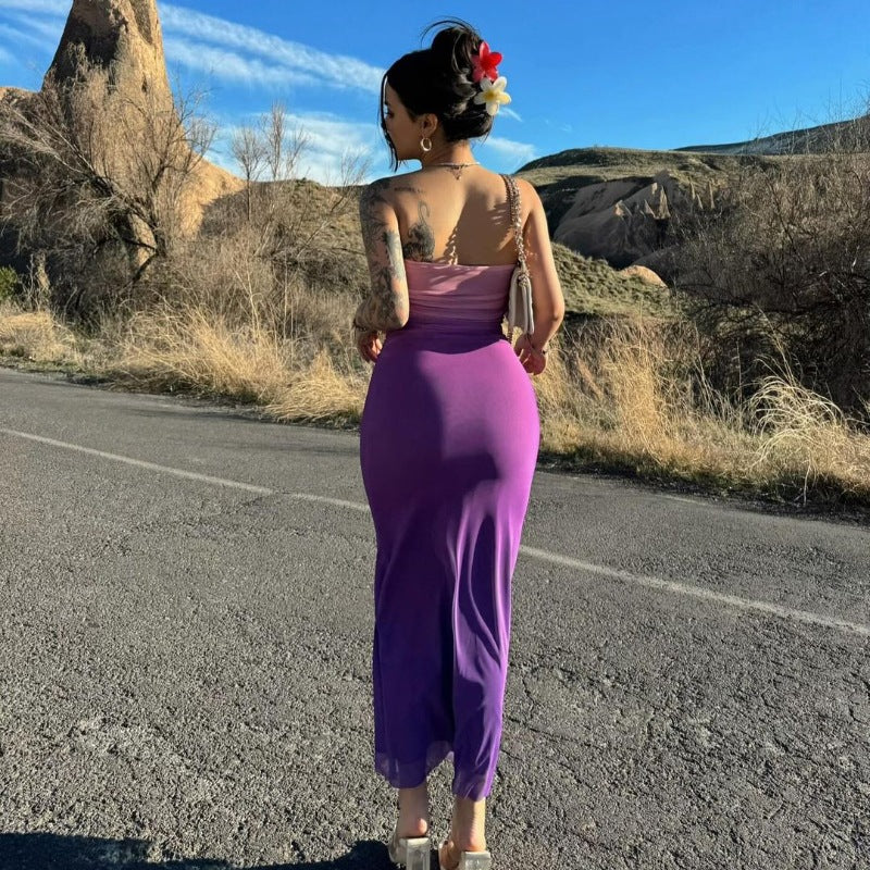 Vestido tubo sin mangas con degradado sexy a la moda para mujer