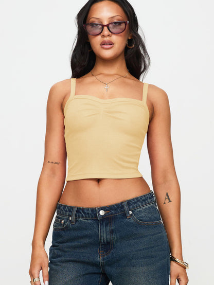 Women Fashion Solid Color Cropped Camisole Polyester Street Style