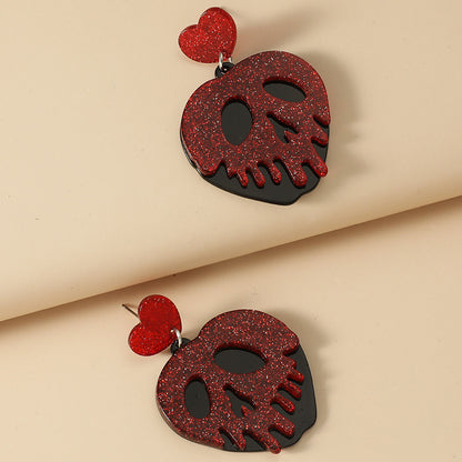 Pendientes de calavera de Halloween con personalidad creativa y divertida