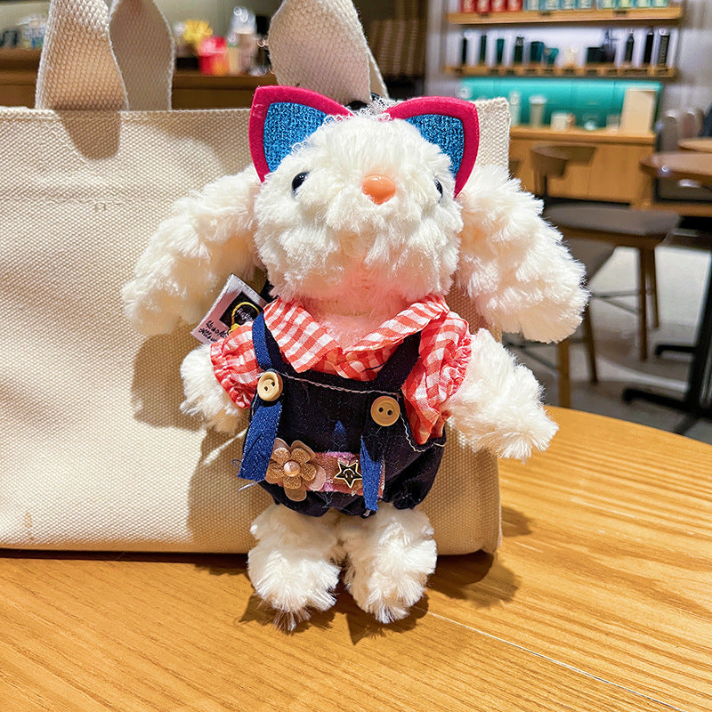 Cute Plush Long Ear Rabbit Keychain with Dress Variations