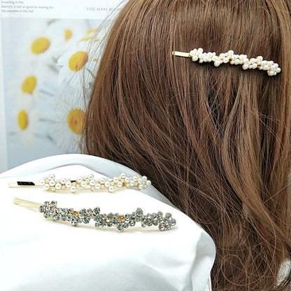 Fashion Pearl Rhinestone Clip Alloy Women Hairpin