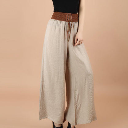 Pantalones anchos de lino y algodón para mujer