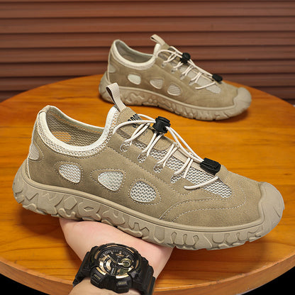 Sandales plates à enfiler pour homme - Polyvalentes, doublure en maille, semelle en PVC