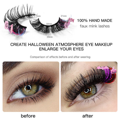Faux cils multicolores exagérés à la mode pour femmes pour Halloween