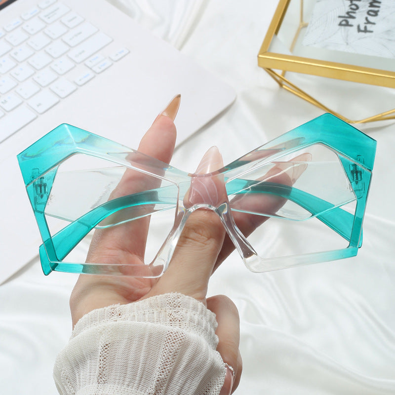 Gafas de sol con diseño de gato, estilo retro, con montura grande y polígono de moda