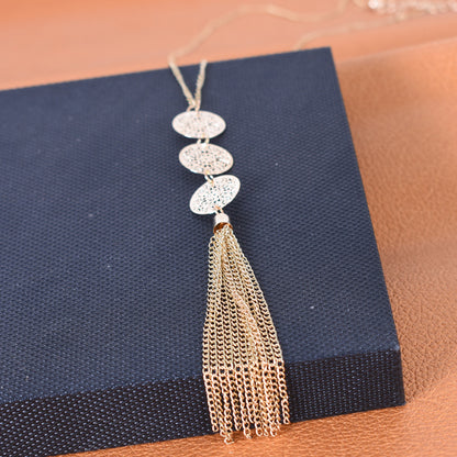 Collar con borlas geométricas huecas retro para mujer, colgante de aleación