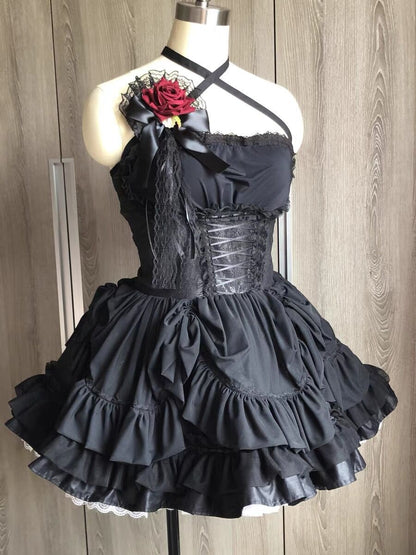 Accessoires pour cheveux en velours et dentelle rose style gothique Lolita