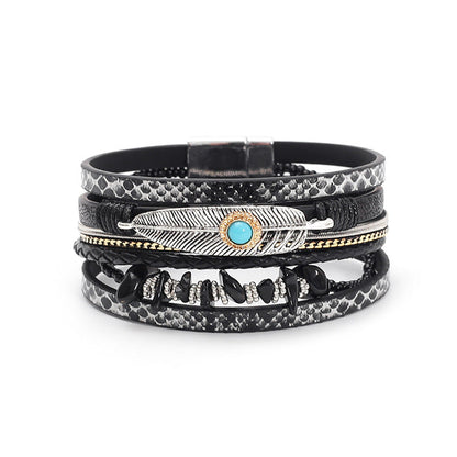 Pulsera con hebilla magnética de turquesa bohemia