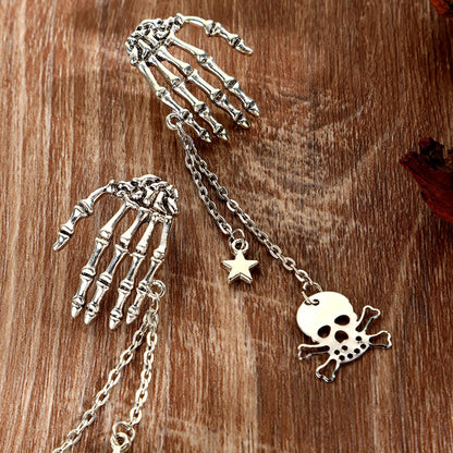 Boucles d'oreilles gothiques Halloween vintage crâne pompon