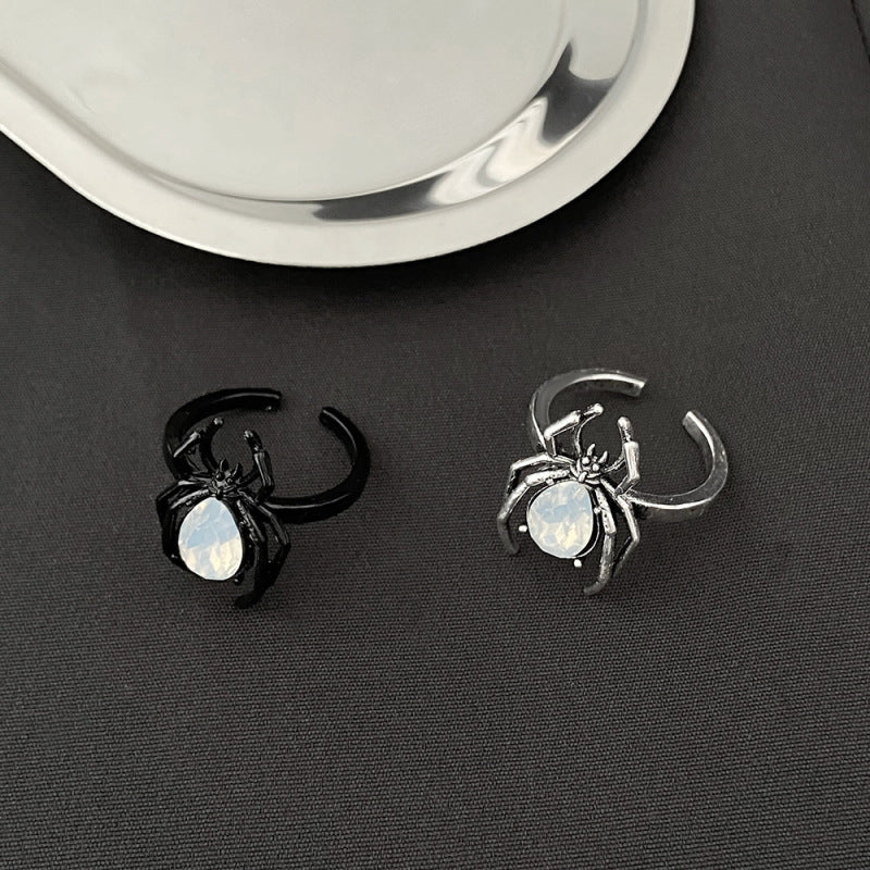 Anillos de araña con piedras preciosas de imitación vintage para mujer, de Halloween