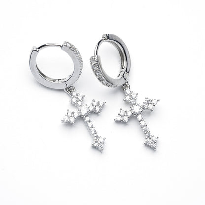 Boucles d'oreilles croix en zircon pour homme