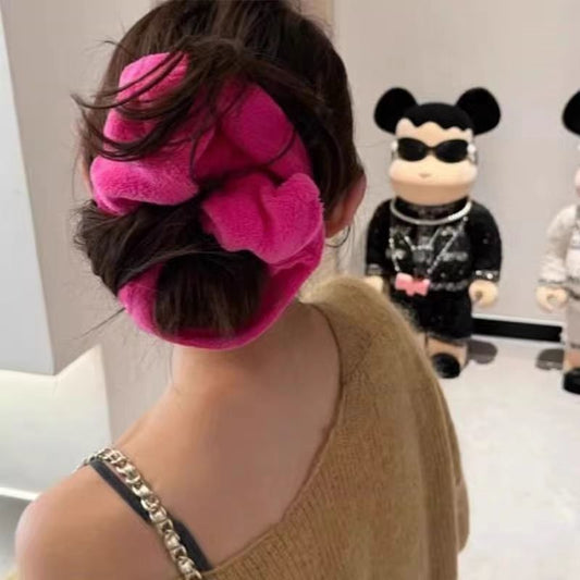 Anneau à cheveux en serviette surdimensionné pour femme - Chouchou en peluche