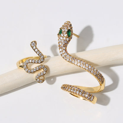 Women Fashion Alloy Snake Shape Halloween Clip Earrings