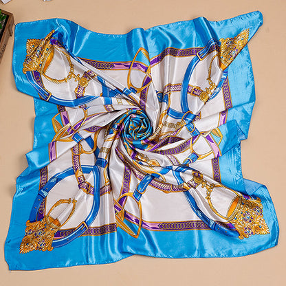 Bufanda de seda cuadrada grande con estampado floral para mujer, accesorio elegante