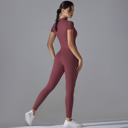Breathable Women Fashion Casual Zipper Yoga Jumpsuit