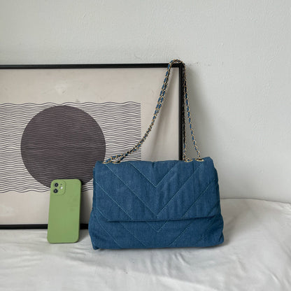 Bolso de hombro vaquero de gran capacidad, sencillo y elegante