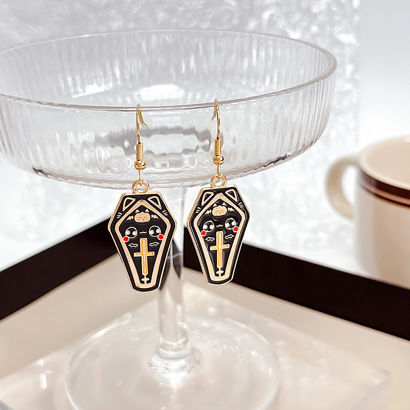 Pendientes de búho oscuro de Halloween con personalidad de moda para mujer