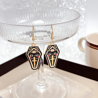 Pendientes de búho oscuro de Halloween con personalidad de moda para mujer