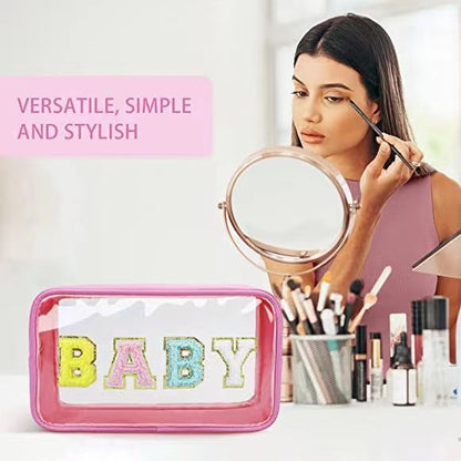 Bolsa de cosméticos con letras sencillas para mujer