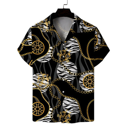 Camisa informal con solapa y estampado de mariposas 3D para hombre