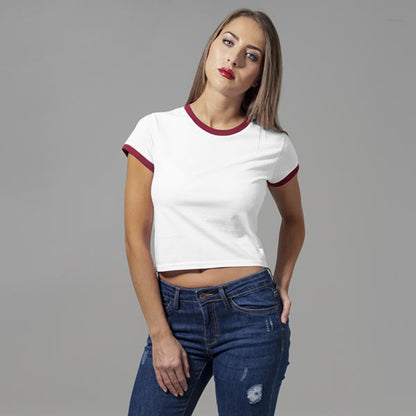 Camiseta informal de manga corta de mezcla de algodón para mujer