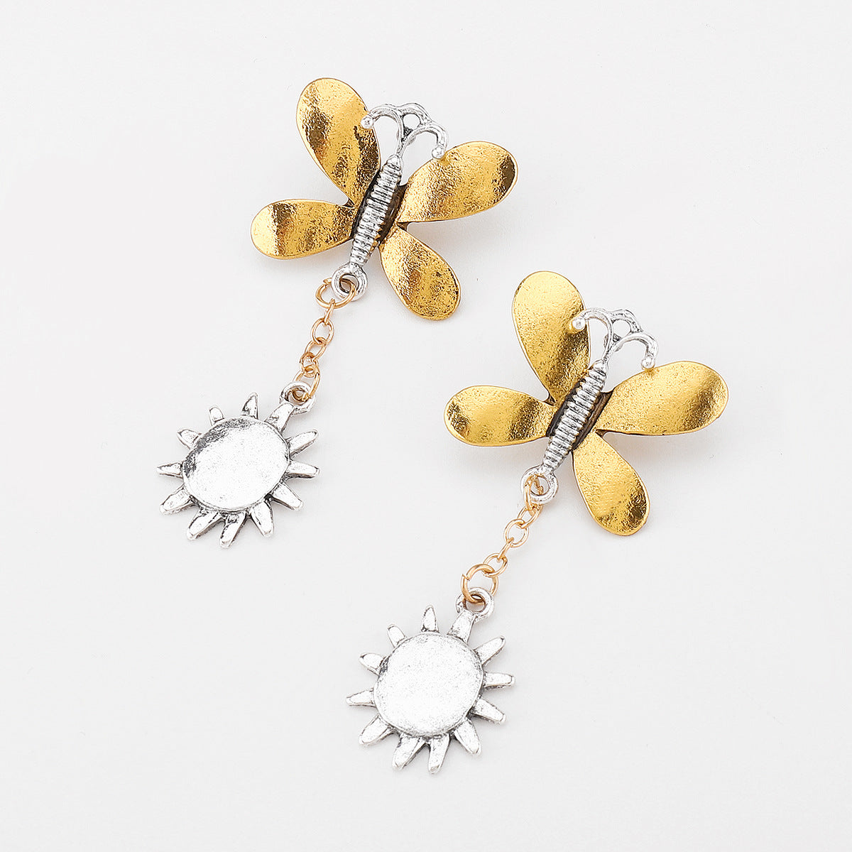 Boucles d'oreilles pendantes vintage papillon soleil