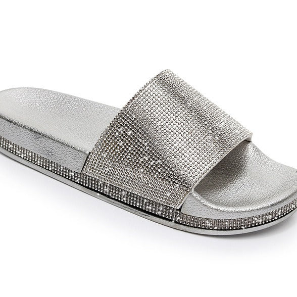 Pantuflas de plataforma con diamantes de imitación de moda para mujer
