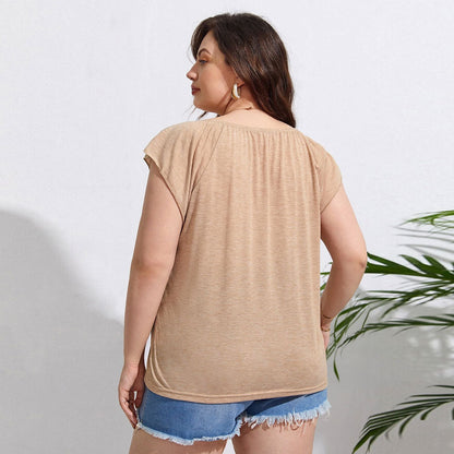 Camiseta informal de manga corta de mezcla de algodón para mujer