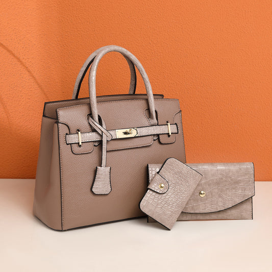 Ensemble de trois sacs à main tendance de grande capacité, couleur unie