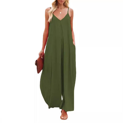 Women’s Fashion Casual V-Neck Spaghetti Strap Jumpsuit