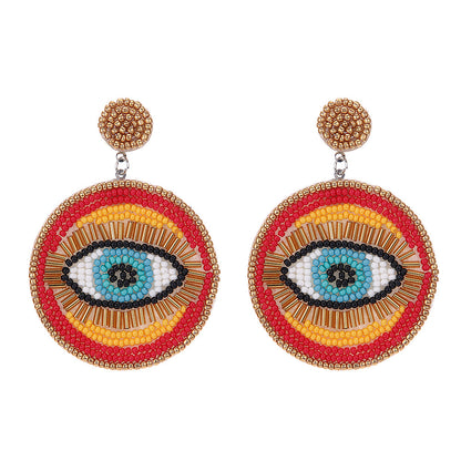 Women Fashion Exaggerated Boho Devil'S Eye Bead Earrings