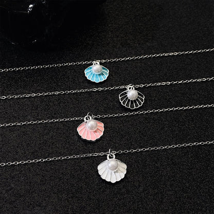 Fashion Exquisite Pearl Shell Necklace Earrings Set - Marine Organisms Style