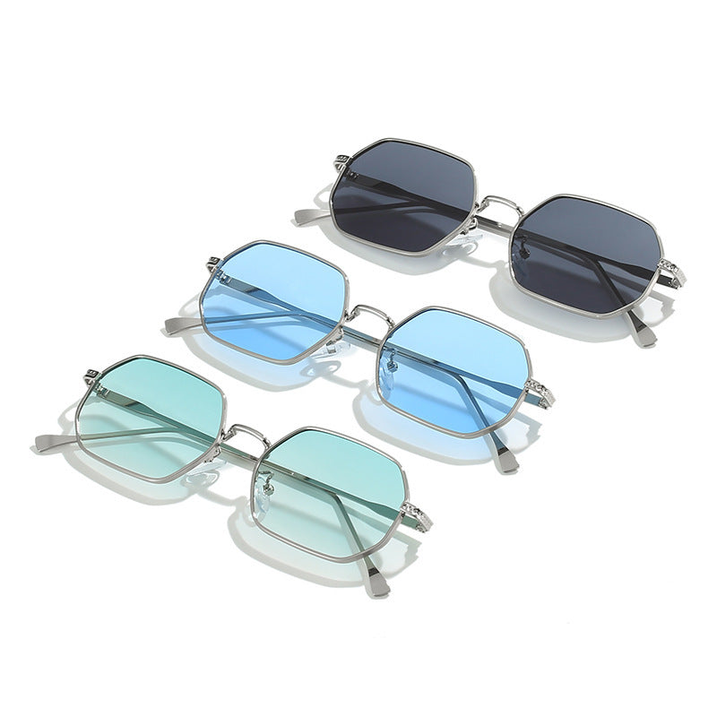 Gafas de sol redondas de metal con montura cuadrada de PC y resistentes a los rayos UV