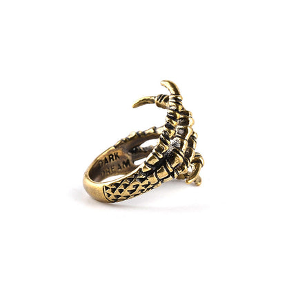 Anillo de metal abierto con garra de águila retro para Halloween para hombre