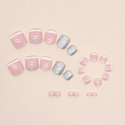Piezas de manicura con purpurina y diamantes de imitación de armadura completa y brillantes para uñas de los pies