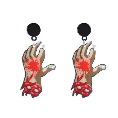 Halloween Women Funny Horror Ghost Bloodstain Acrylic Earrings