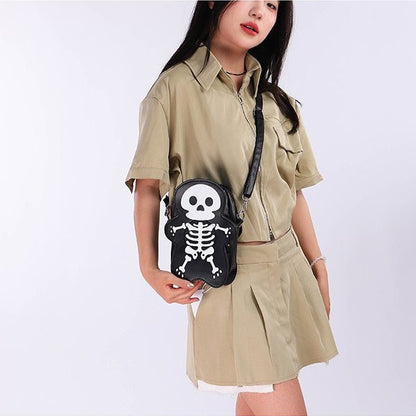Bolso de hombro con estampado de calaveras, creativo y gótico de Halloween