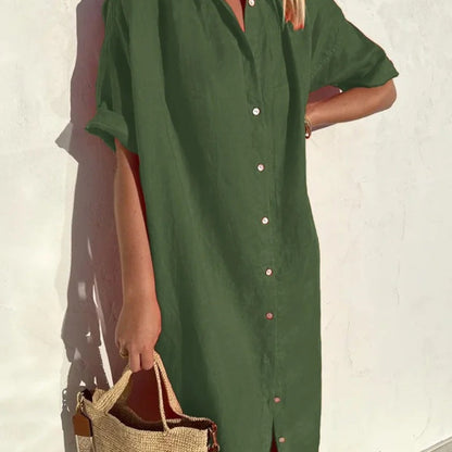 Vestido largo elegante informal de manga corta para mujer