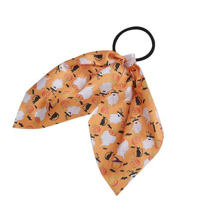 Halloween Women Cartoon Ghost Pumpkin Hair Rope Ribbon