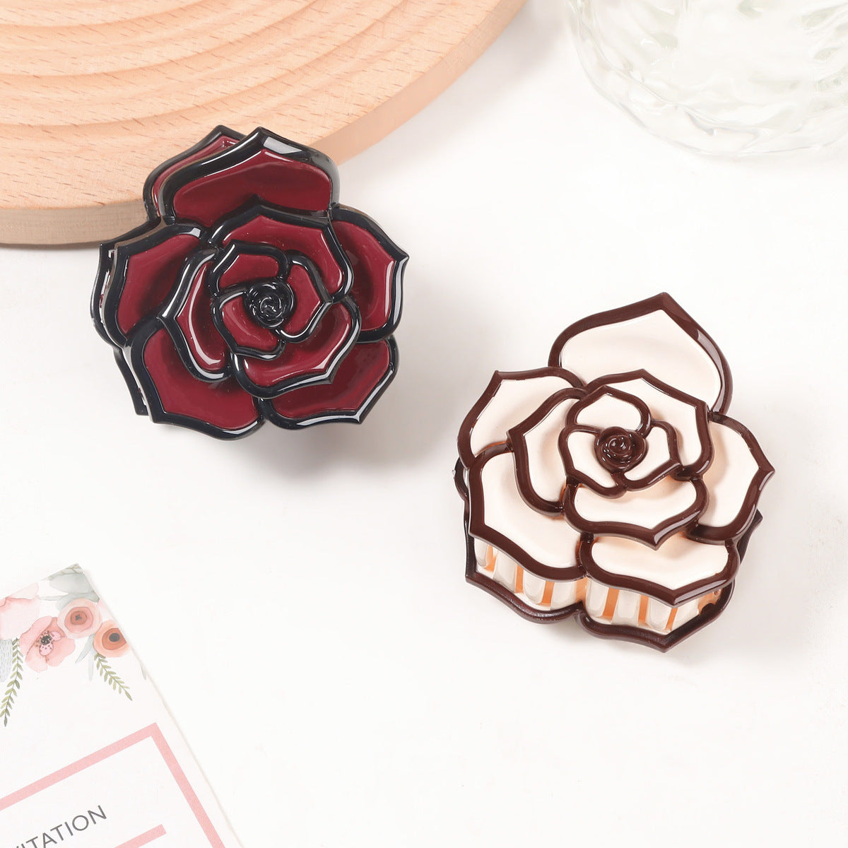 Fashion Rose Floral Grab Clip with PVC Material