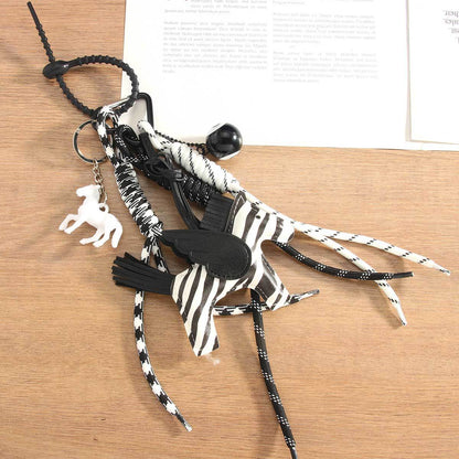Cute Leather Pony Woven Rope Keychain