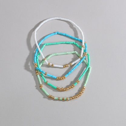 Conjunto de pulseras de cuentas de arroz estilo bohemio para mujer
