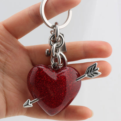Llavero con colgante de bolso rojo de resina estilo urbano para mujer