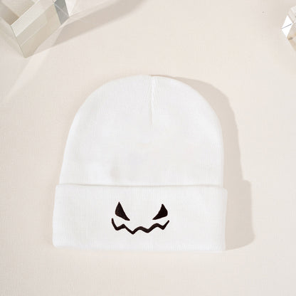 Gorro de punto con mueca bordada de Halloween