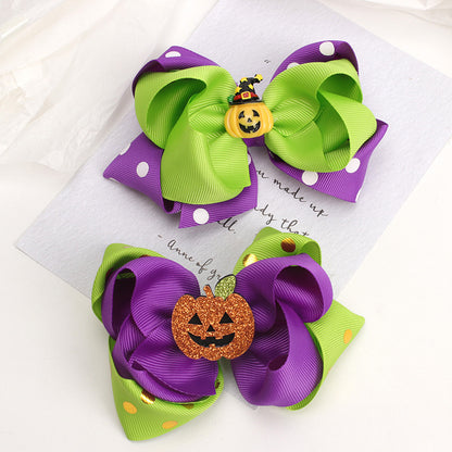Pince à cheveux citrouille avec nœud pour enfants, accessoires pour cheveux d'Halloween