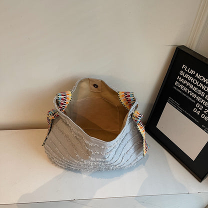 Bolso de hombro de lona informal de moda para mujer con cierre magnético