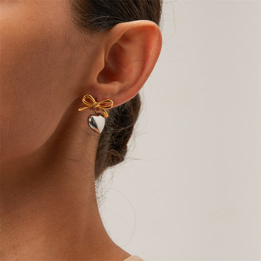 Elegant Love Pendant Earrings in Titanium Steel