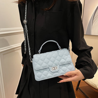 Fashion Rhomboid Chain Square Shoulder Bag Leather Look
