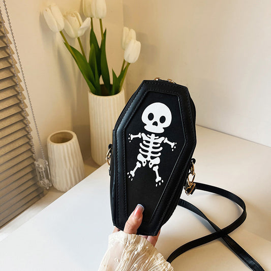 Bolso de hombro con diseño de calavera gótica y creativa de Halloween